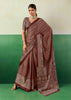 Coffee Brown Printed Satin Silk Saree
