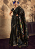 Jet Black Woven silk saree