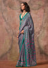 Alpine Green Printed Crepe Satin Silk Saree