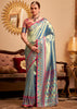 Shiny Blue Woven Banarasi Tissue Silk Saree