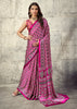 Elegant Pink Printed Satin Silk Saree