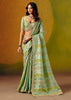 Pistachio Green Designer Embroidered Saree