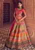 Multicolour Banarasi Silk Embroidered Lehenga