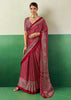 Deep Red Printed Satin Silk Saree