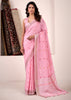 Lilac Pink Woven Linen Silk Saree