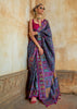 Midnight Blue Printed Kashmiri Jamewar Saree