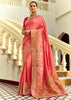 Georgia Peach Woven Banarasi Designer Silk Saree With Contrast Blouse
