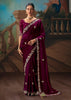 Wine Purple Embroidered Designer Saree