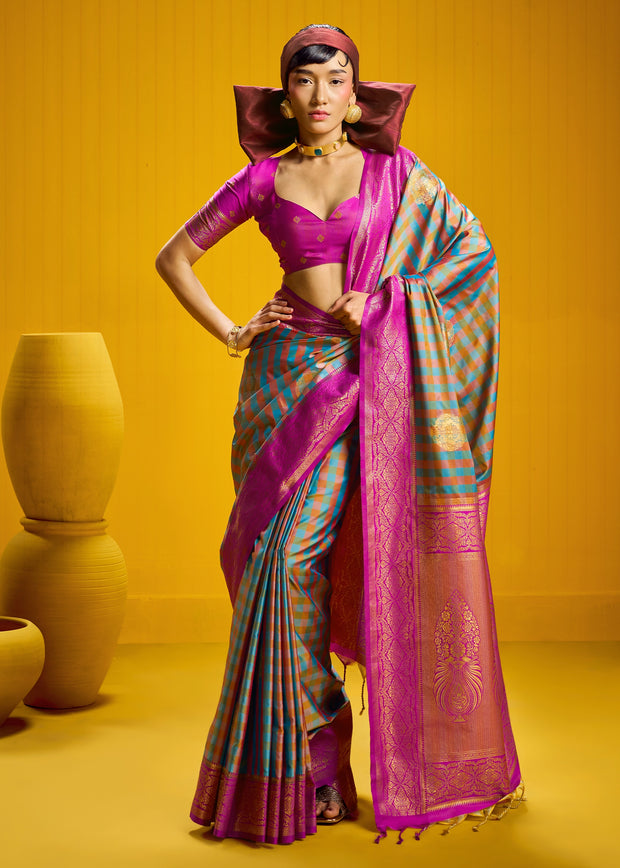 Teal Green Banarasi Silk Saree