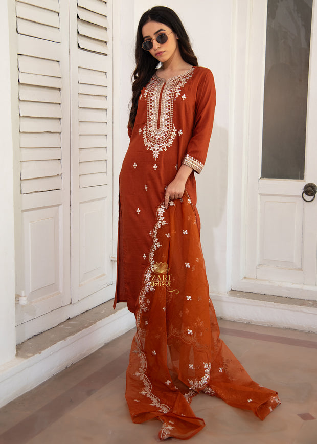 Brown Sienna Bloom Thread Suit Set (10702833352897)