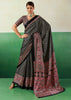 Phantom Black Printed Satin Silk Saree