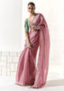 Rose Pink Designer Organza Tissue Silk Saree