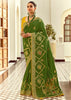 Piquant Green Woven Banarasi Designer Silk Saree With Contrast Blouse