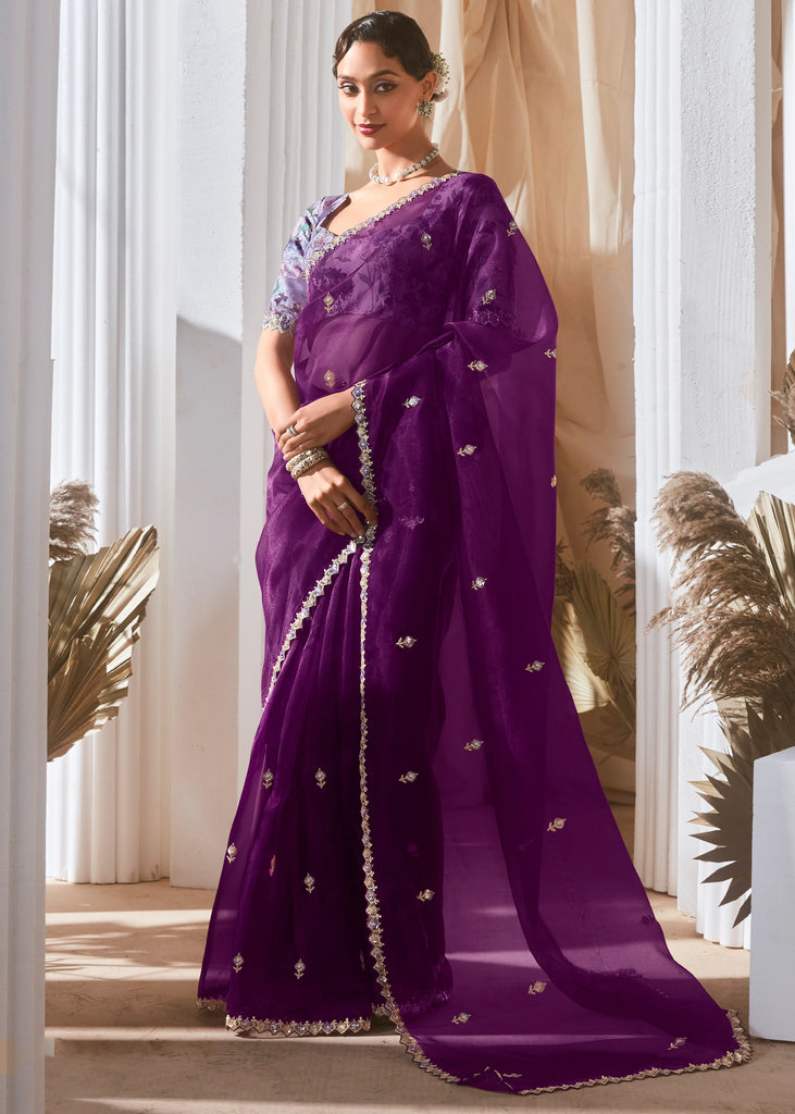 Rich Purple Designer Silk Saree