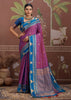 Vivd Purple Woven Tussar Silk Saree