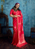 Vermilion Red Woven Banarasi Satin Silk Saree