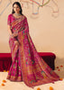 Fuchia Pink Designer Embroidered Saree