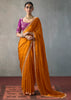 Deep Orange Embroidered Silk Saree With Heavy Blouse