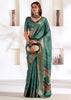 Antique Green Banarasi Printed Soft Silk Saree