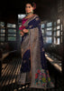 “Exclusive Offer” : Estate Blue Woven Embroidered Banarasi Silk Saree