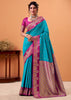 Vivid Blue Banarasi Satin Silk Saree