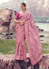 Blush Pink Woven Embroidered Tissue Silk Saree