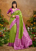 Grass Green Woven Cotton Silk Saree