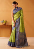 Lime Green Woven Banarasi Cotton Silk Saree