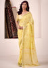 Lemon Yellow Woven Linen Silk Saree