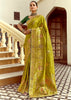 Glow Green Woven Banarasi Designer Silk Saree With Contrast Blouse