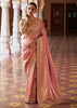 Pastel Peach Bead Work Kanjivaram Soft Silk Saree