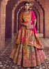 Pink Yellow Banarasi Silk Embroidered Lehenga