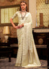 Snow White Woven Banarasi Sain Silk Saree