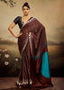 Deep Maroon Printed Satin Silk Saree