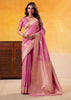 Lilac Pink Woven Tusser Silk Saree
