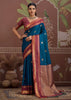 Nautical Blue Woven Banarasi Tussar Silk Saree