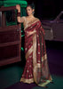 “Exclusive Offer” : Rich Maroon Woven Banarasi Silk Saree With Embroidered Blouse