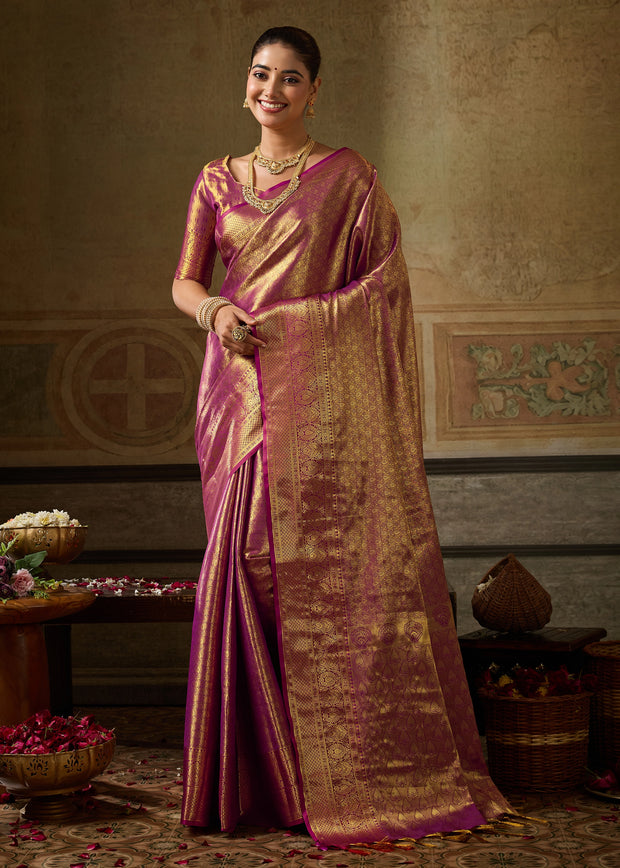 Dahlia Purple Woven Kanjivaram Silk Saree