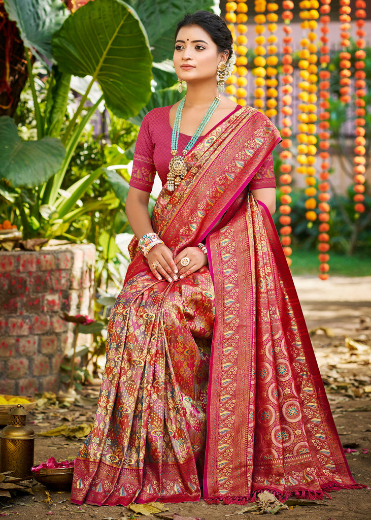 Princess Pink Dual Tone Woven Banarasi Silk Saree