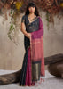 Black And Purple Woven Cotton Silk Saree
