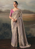 Mauve Tissue Embroidered Wedding Wear Saree
