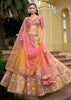 Golden Yellow Pink Embroidered Lehenga