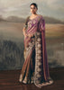 Purple & Brown Tissue Embroidered Wedding Wear Saree
