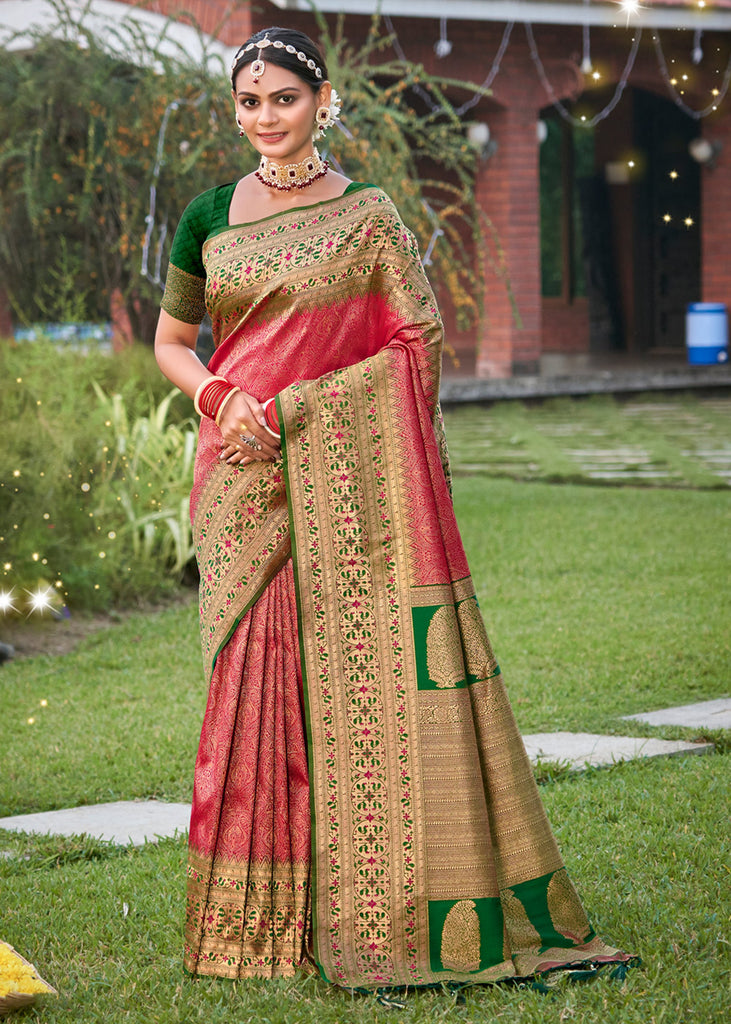 Bridal Pink Woven Banarasi Silk Saree