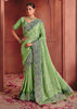 Jasmine Green Designer Embroidered Saree