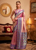 Peach Pink Woven Banarasi Tissue Silk Saree