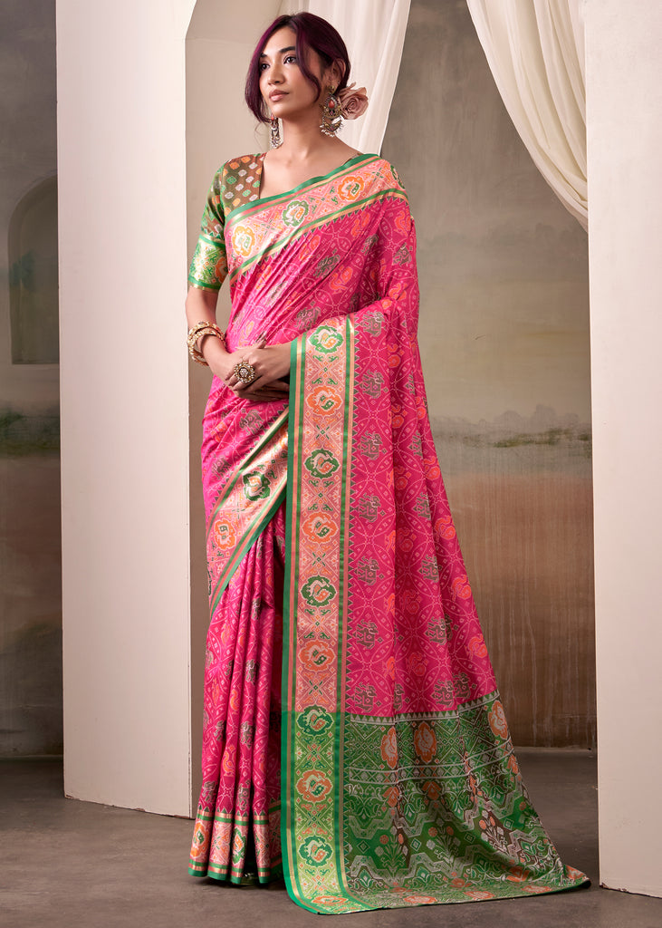 Princess Pink Woven Patola Silk Saree