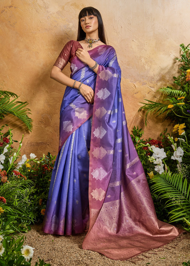 Lavender Purple Woven Banarasi Silk Saree