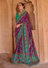 Sparkling Purple Printed Kashmiri Jamewar Saree