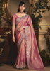 Dusty Pink Tissue Organza Designer Saree